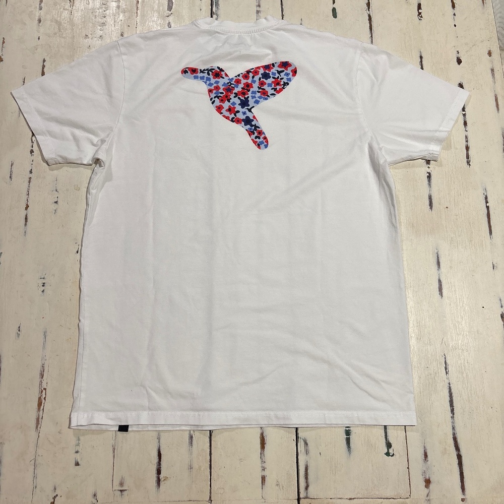 Birddogs Blue Flower Bird White Tee Mens Size L